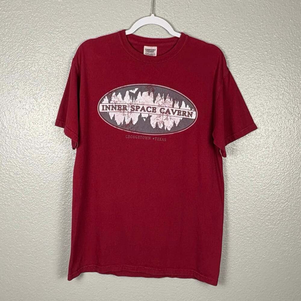 Comfort Colors Men's Size Medium Red Inner Space Cavern 100% Cotton Graphic Tee
